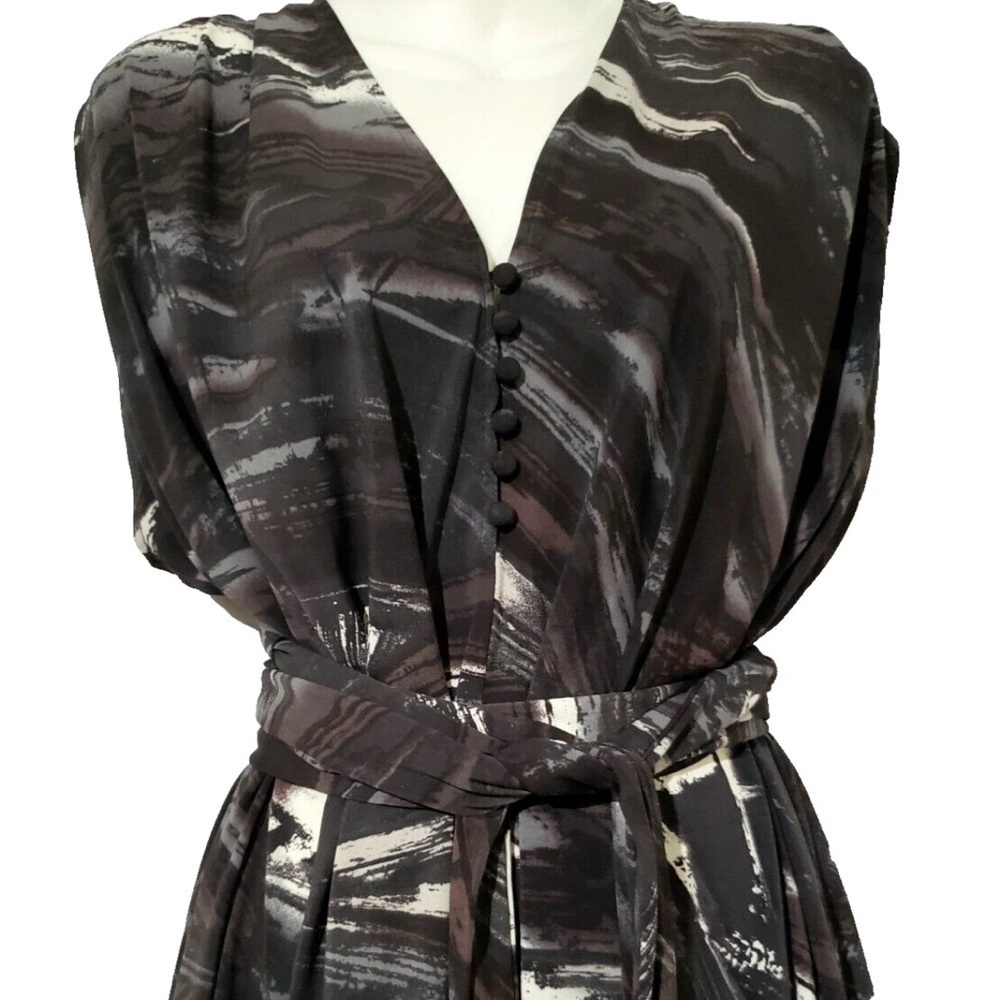 BCBGMAXAZRIA Retro Early 00’s Black Marble Print Sleeveless Tunic Size Small - Picture 4 of 14